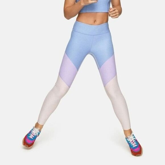 OUTDOOR VOICESLavender Blue Peach Leggings 7/8 Springs Tri Color BlockLarg